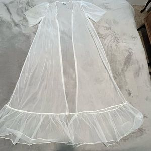 Spotlight New York Medium White VTG Nylon Nightgown Sheer Robe